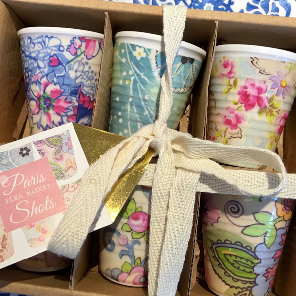 Melamine Paris shot glasses, Carol Lee's Cottage, Rockport MA