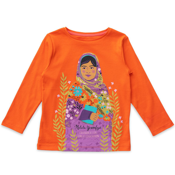 Image: Trailblazer tee shirt, Mahala Yousafzai. At 17, Youngest Nobel Peace prize winner. Girls Education advocate.