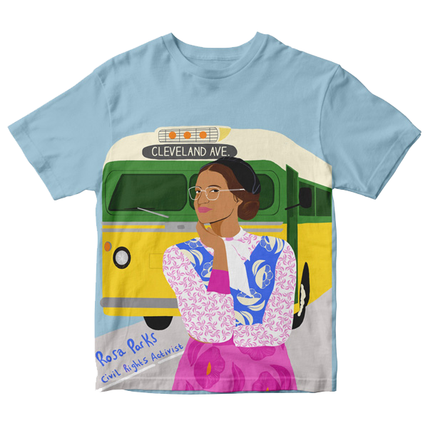 Image: Trailblazer tee shirt, Rosa Parks. Mother of Freedom Movement. First Lady of Civil Rights.