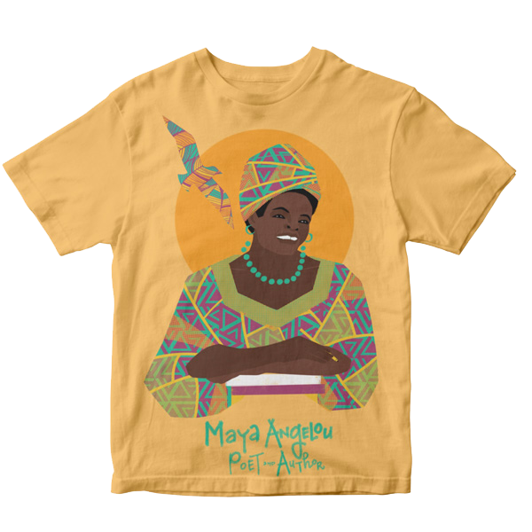 Image: Trailblazer tee shirt, Maya Angelou. American Poet, Author, Civil Rights Activist.