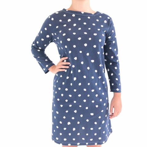 Navy Dots 3/4 Sleeve Dress