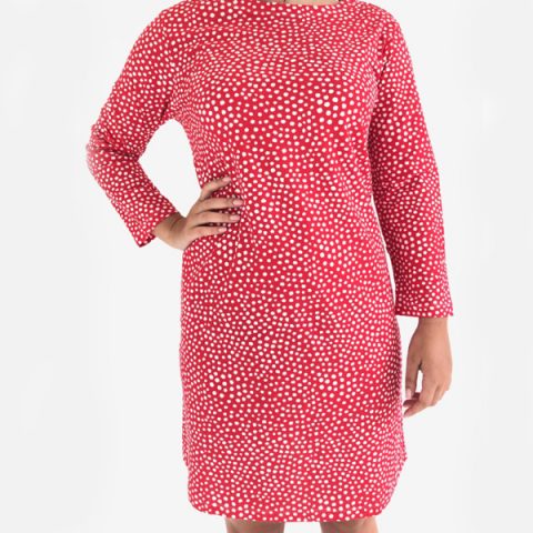 Dots Red 3/4 Sleeve Dress