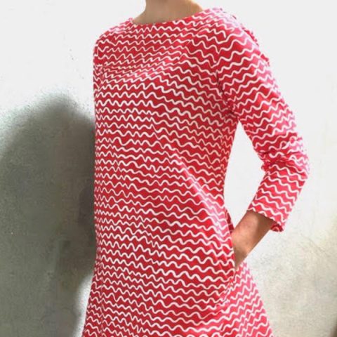 Wiggle Red 3/4 Sleeve Dress