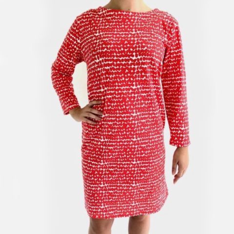 Smudge Red 3/4 Sleeve Dress
