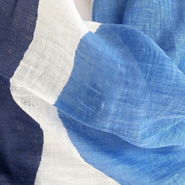 blue & white linen scarf
