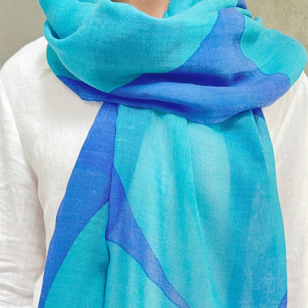 wool scarf, blue-aqua