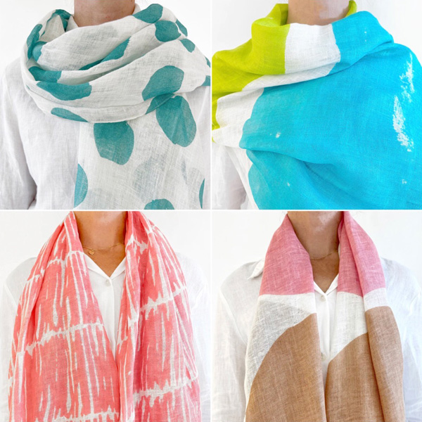 colorful linen scarves