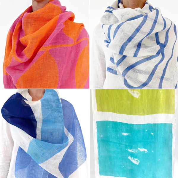 colorful linen scarves