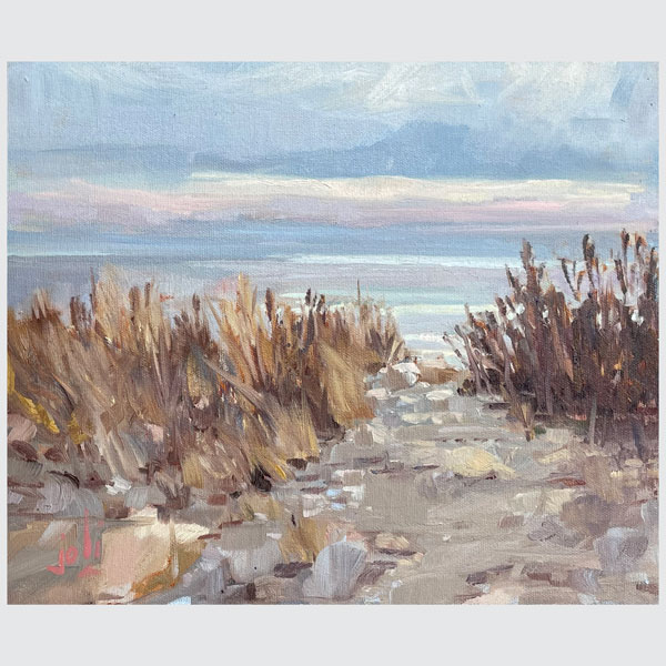 Joli Ayn Wood Painting. Pebble Beach
