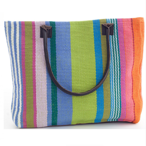 brightly colored striped bag