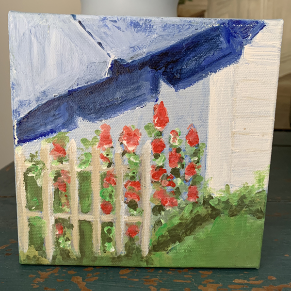 Hollyhocks painting