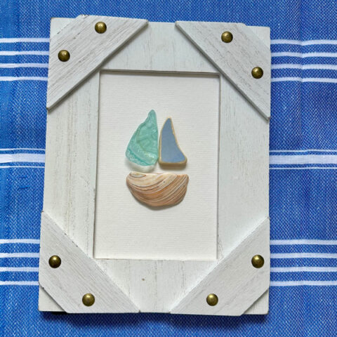 1 Sail Boat, White Frame